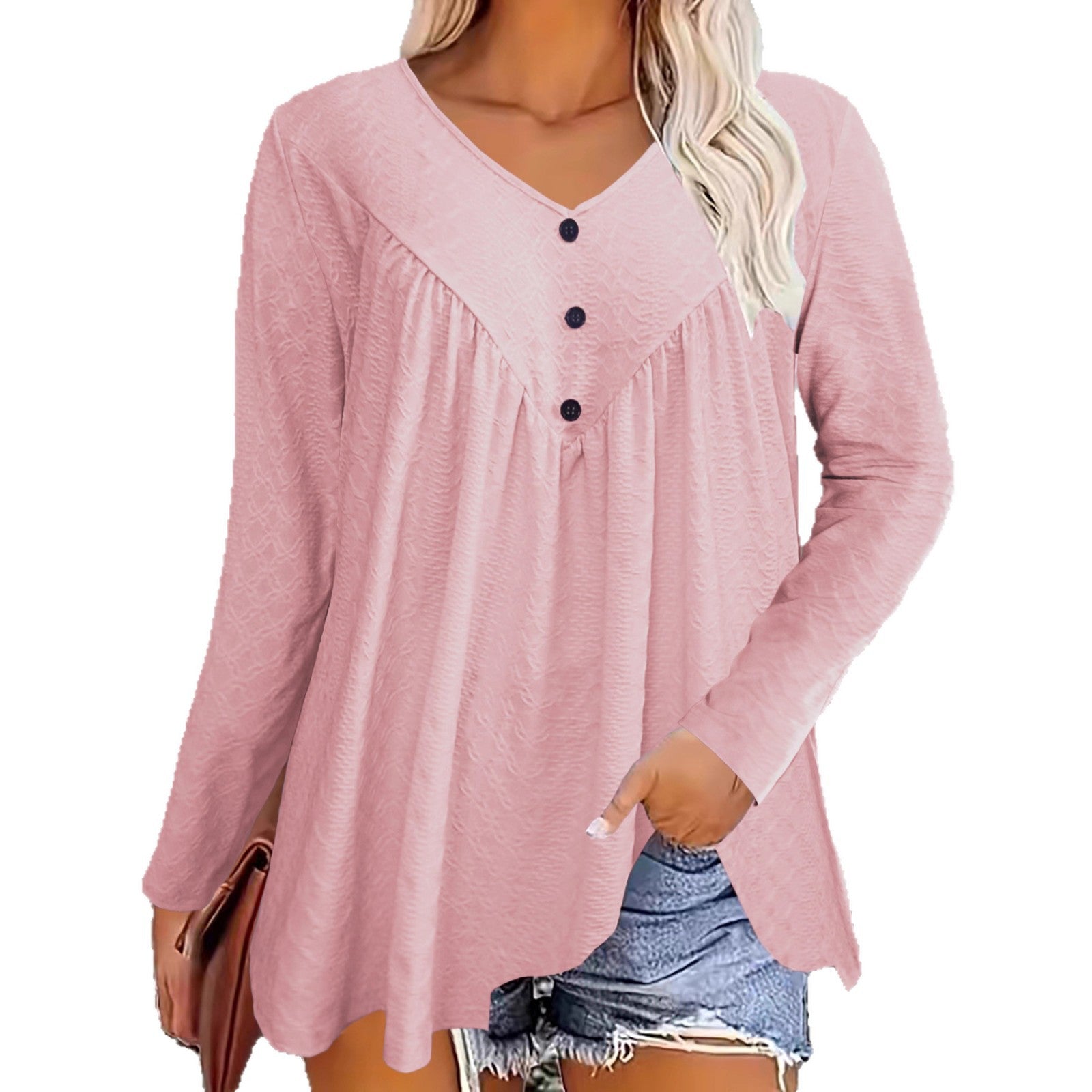 Women's Long Sleeve Casual V Neck Top